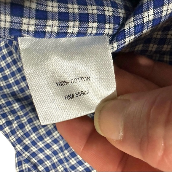 Cremieux 38 Classics Men Blue & White Gingham Long Sleeve Button Up Shirt Sz XXL - Picture 11 of 16